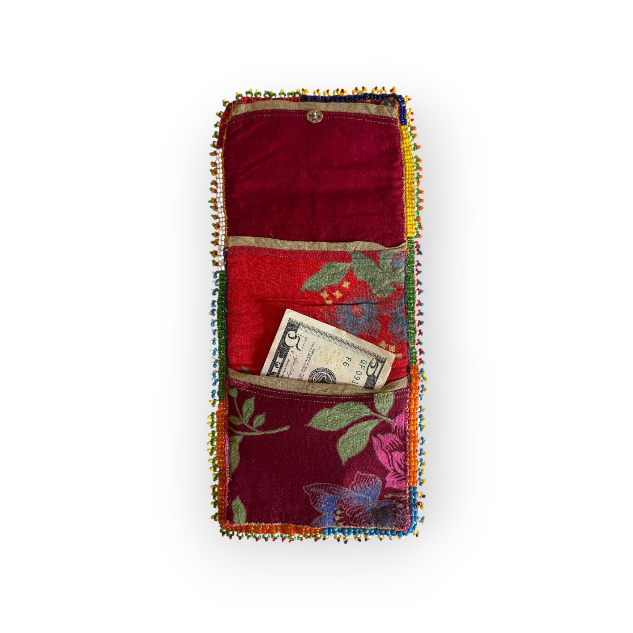 Vintage Hazara Tribe Silk Wallet from the 1940s, Ghazni, Afghanistan
