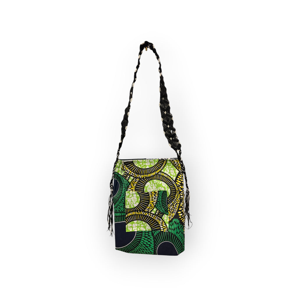 Ankara tote bag with macrame strap