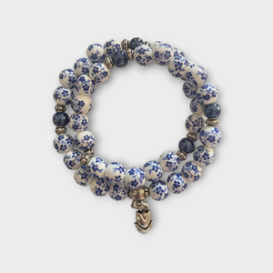 Delft blue ceramic bracelet Double