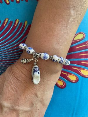 Delft blue ceramic bracelet WOODEN SHOE