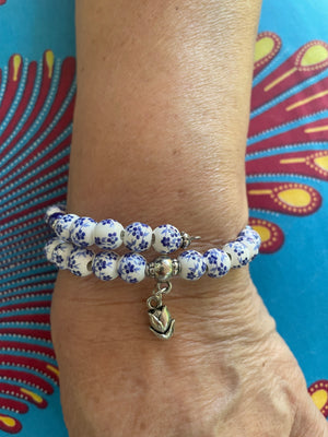 Delft blue ceramic bracelet Double