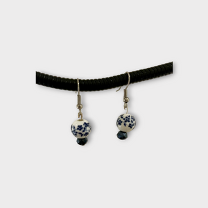 Delft blue ceramic earrings + pendant Forget me not