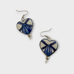 Delft blue ceramic earrings + pendant HEART