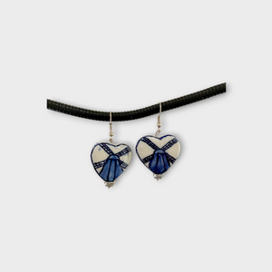 Delft blue ceramic earrings HEART