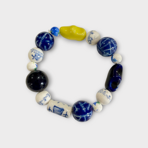 Delft blue ceramic bracelet MIX yellow glog