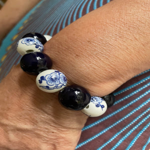 Delft blue ceramic bracelet ROSES