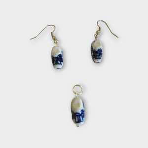 Delft blue ceramic earrings + pendant GLOG mini