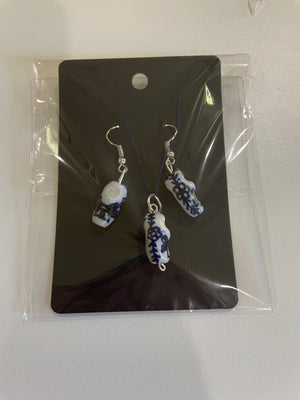 Delft blue ceramic earrings + pendant GLOG mini