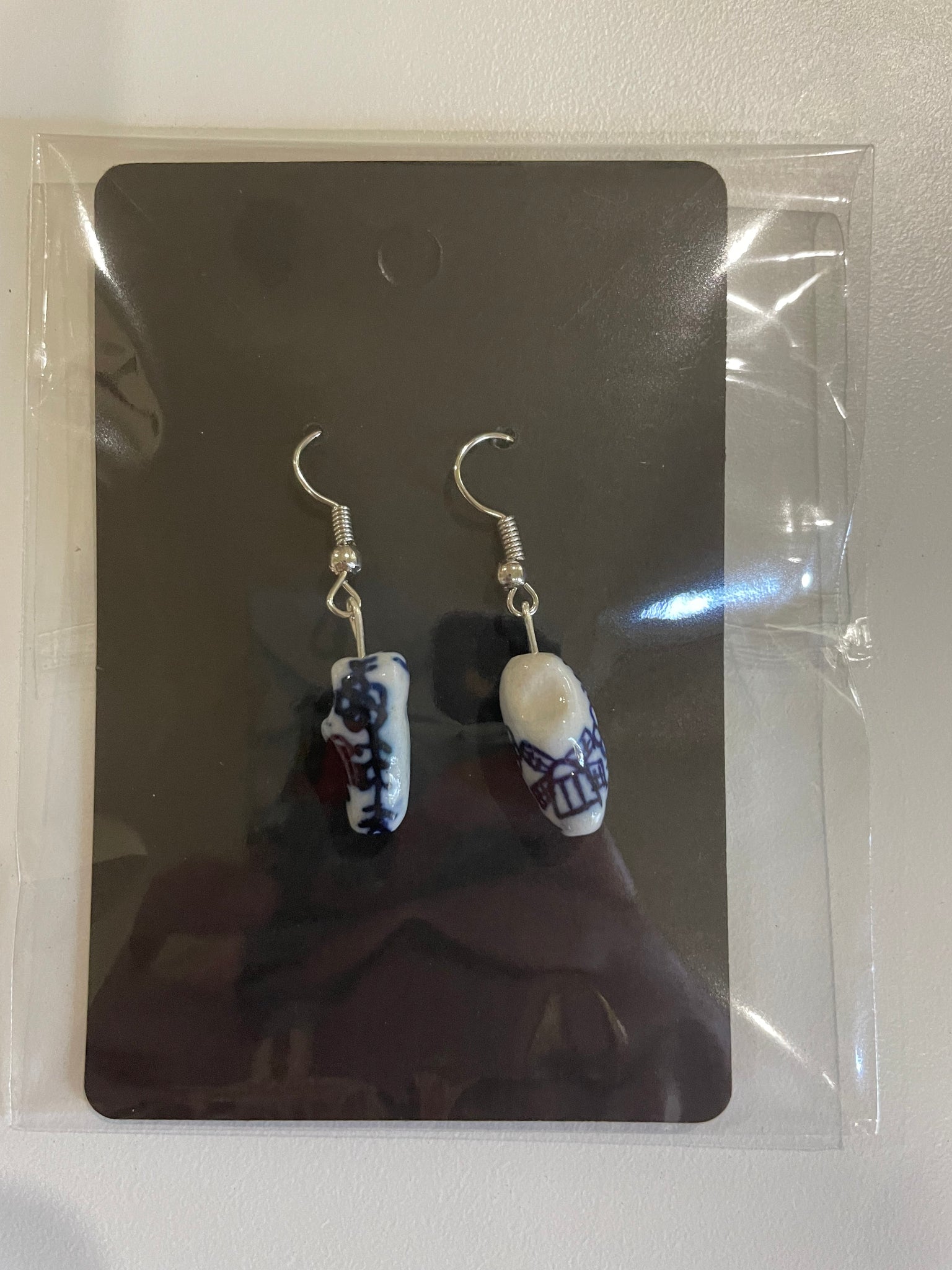 Delft blue ceramic earrings mini WOODEN SHOE