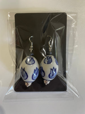 Delft blue ceramic earrings TULIP