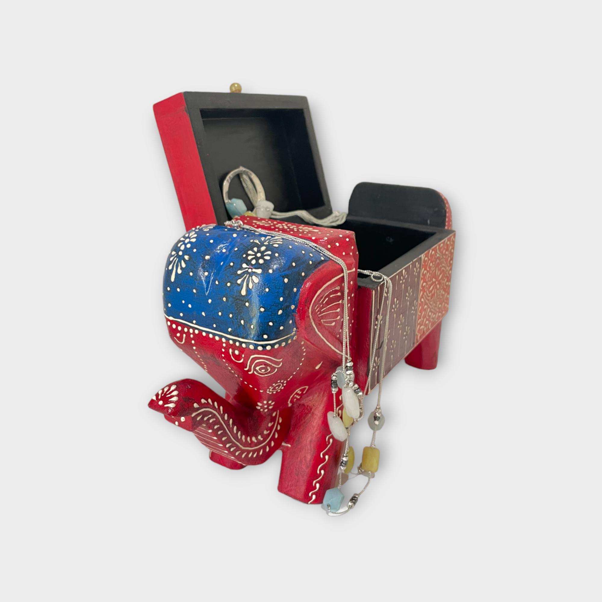 Wooden Elephant Jewelry Box from India