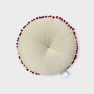 Round pillow, hand embroidered from India