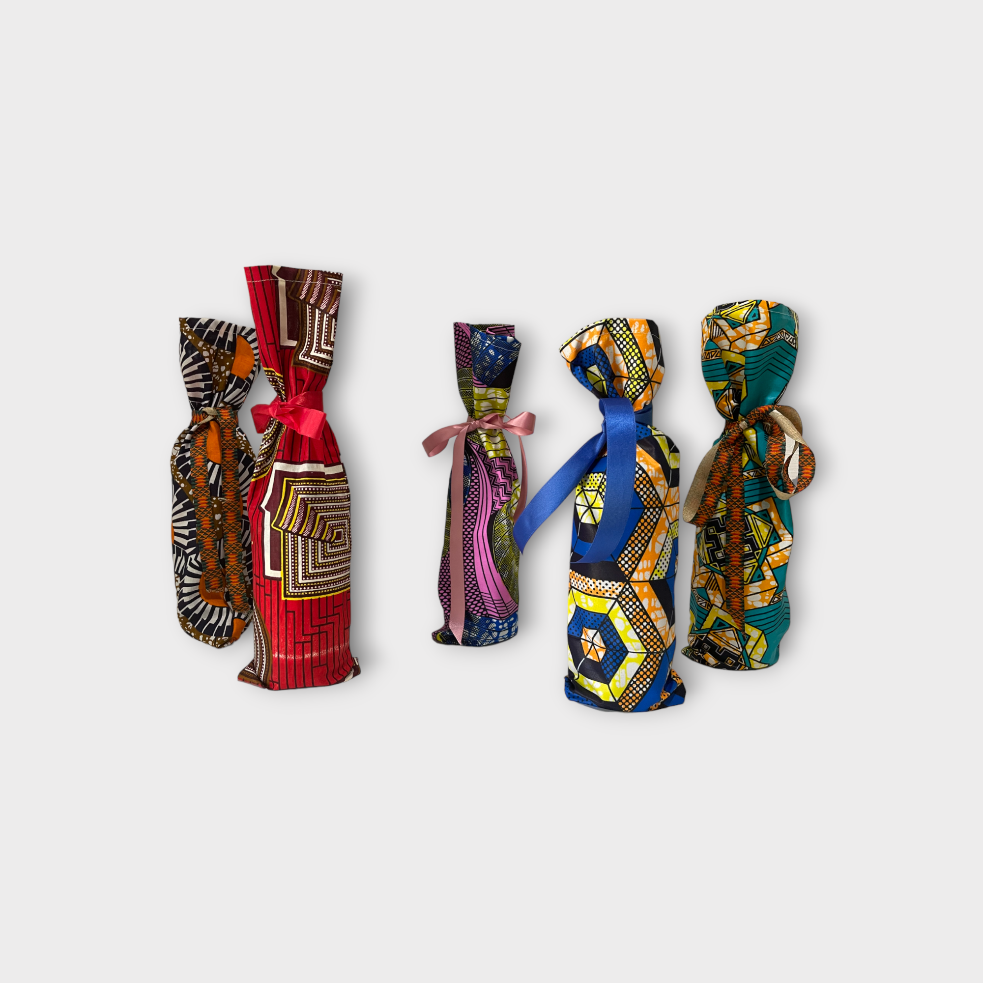 Ankara Bottle gift bag made from dutch wax fabric