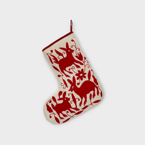 Otomi embroidered Christmas stocking