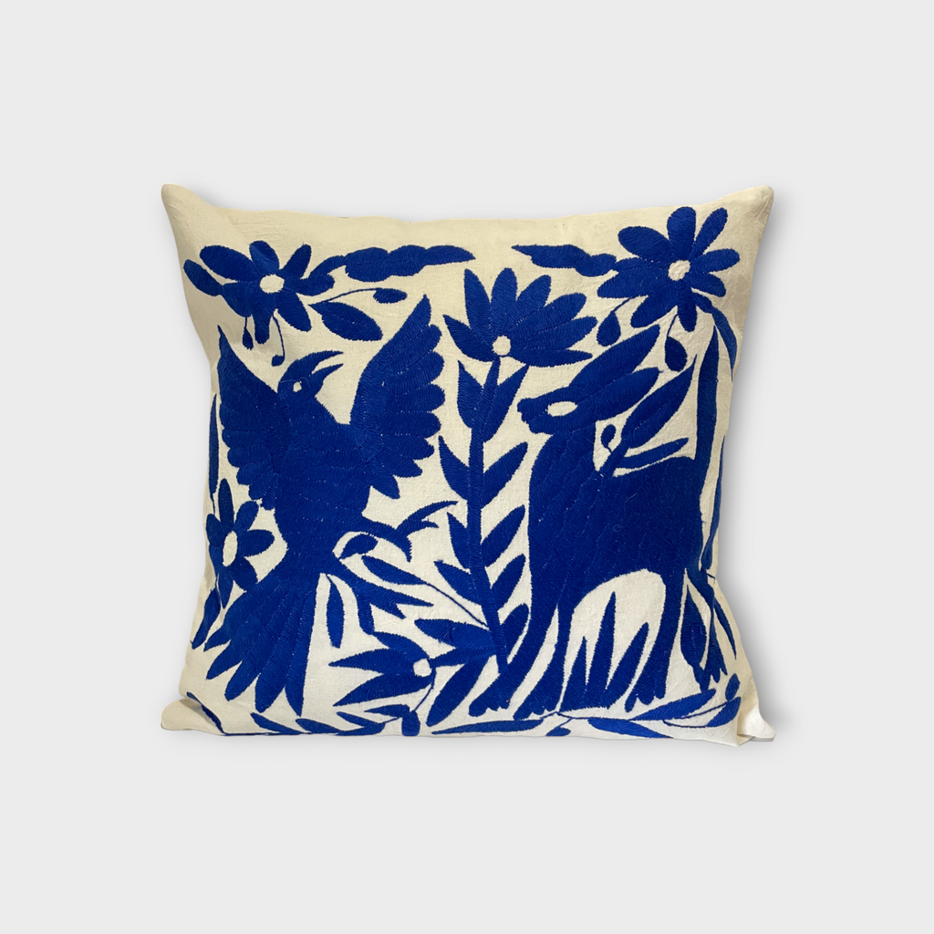 Otomi pillow cover, royal blue