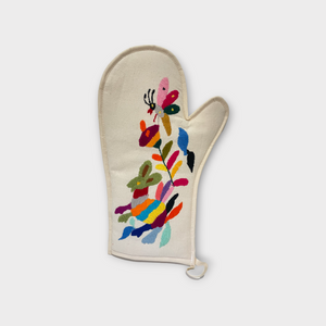 Otomi hand embroidered oven mitts, left