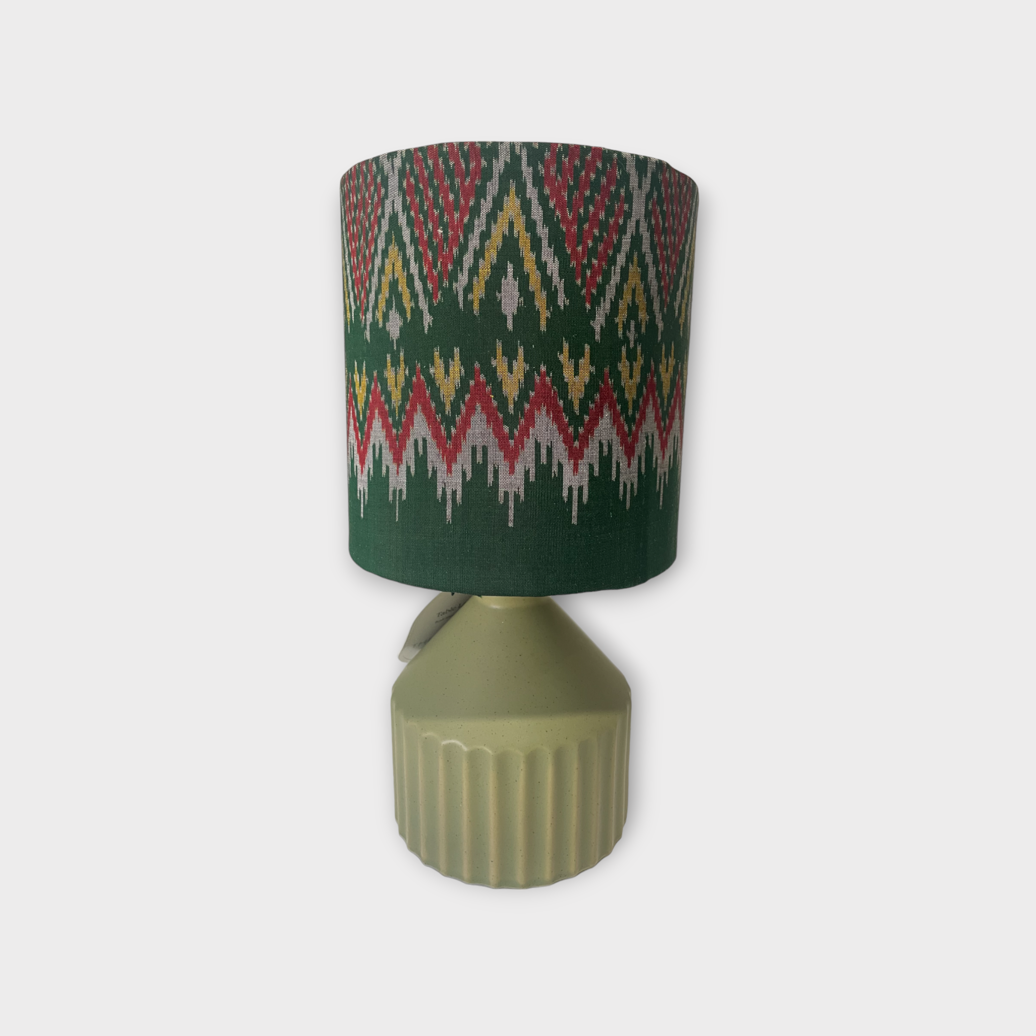 Ikat lamp with green ceramic base