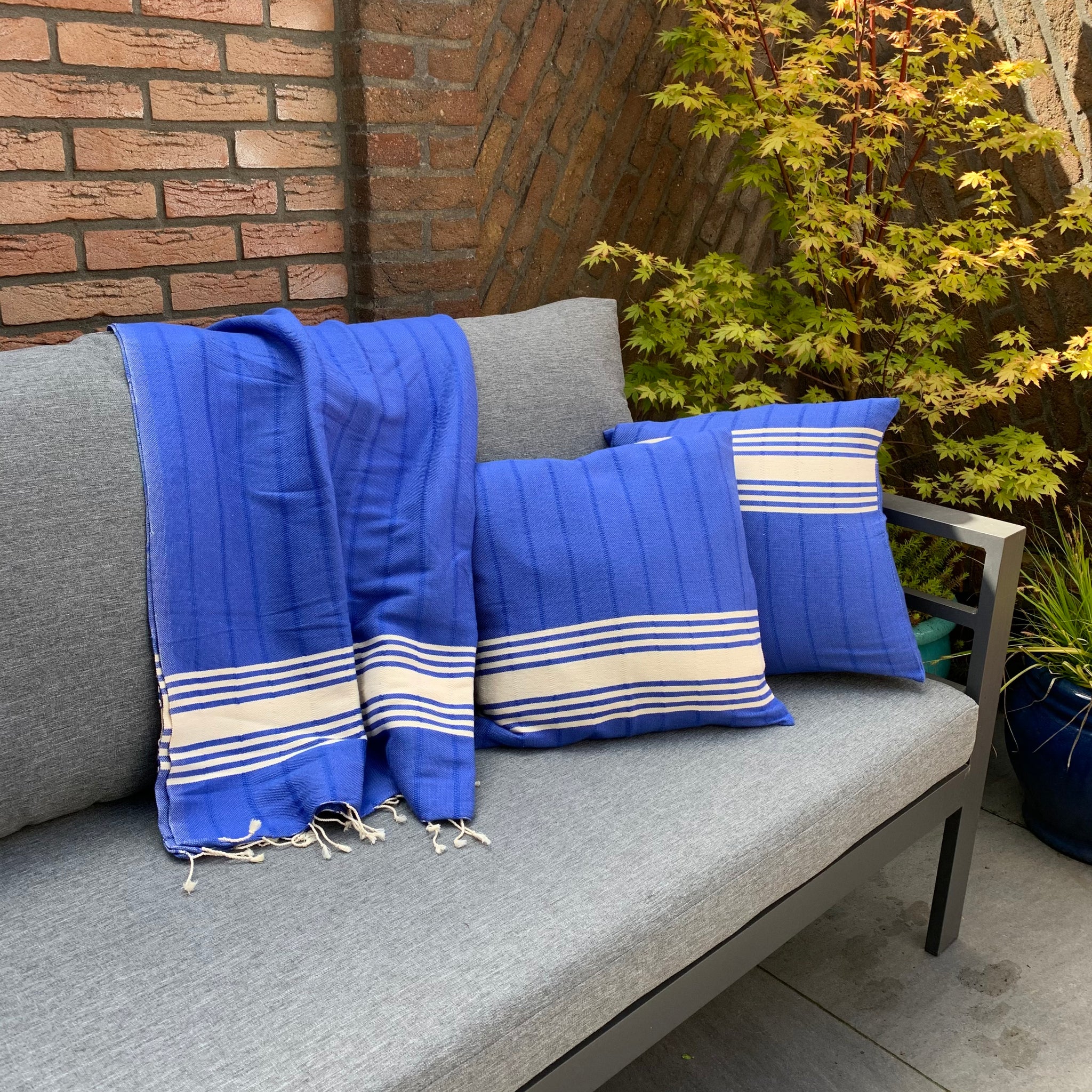Set of 2 Handwoven pillows cover from Turkey MARINE