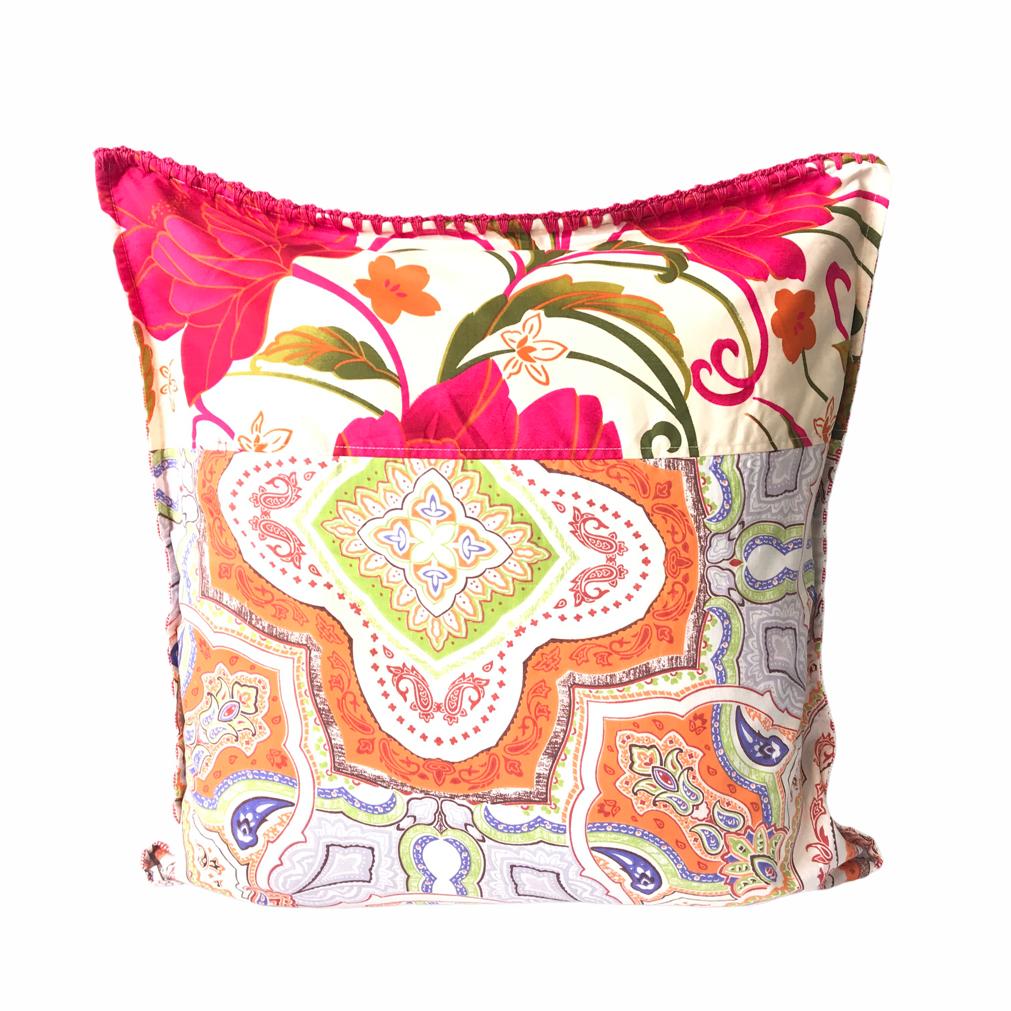 Set of 2  Hand woven Inabel pillow covers with colourful backing