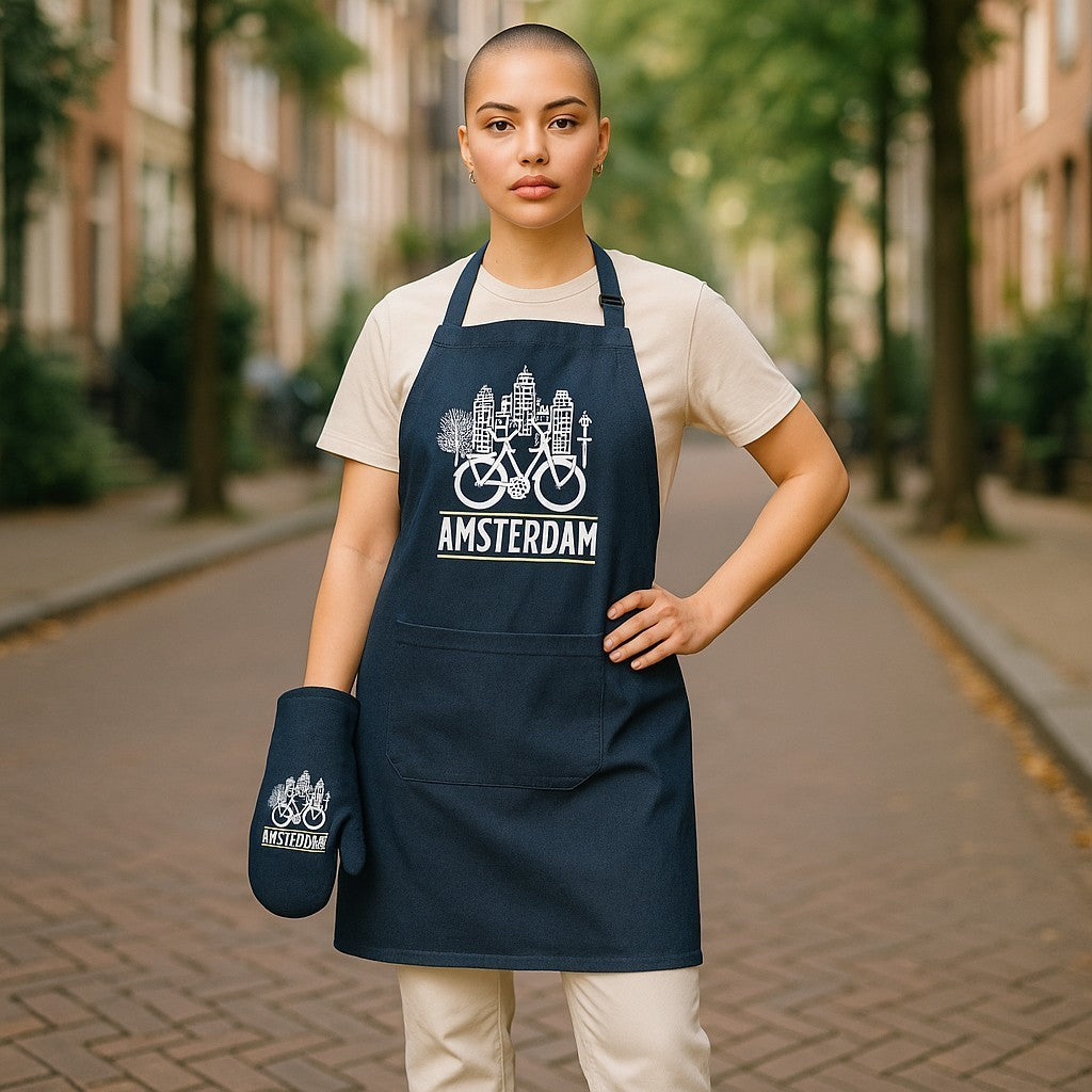 Dutch Heritage set of Apron and Oven mitten Bicycle