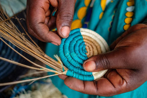 Sisal basket from Rwanda S, Blue