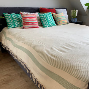 Handwoven Bedspread/ Blanket GREEN