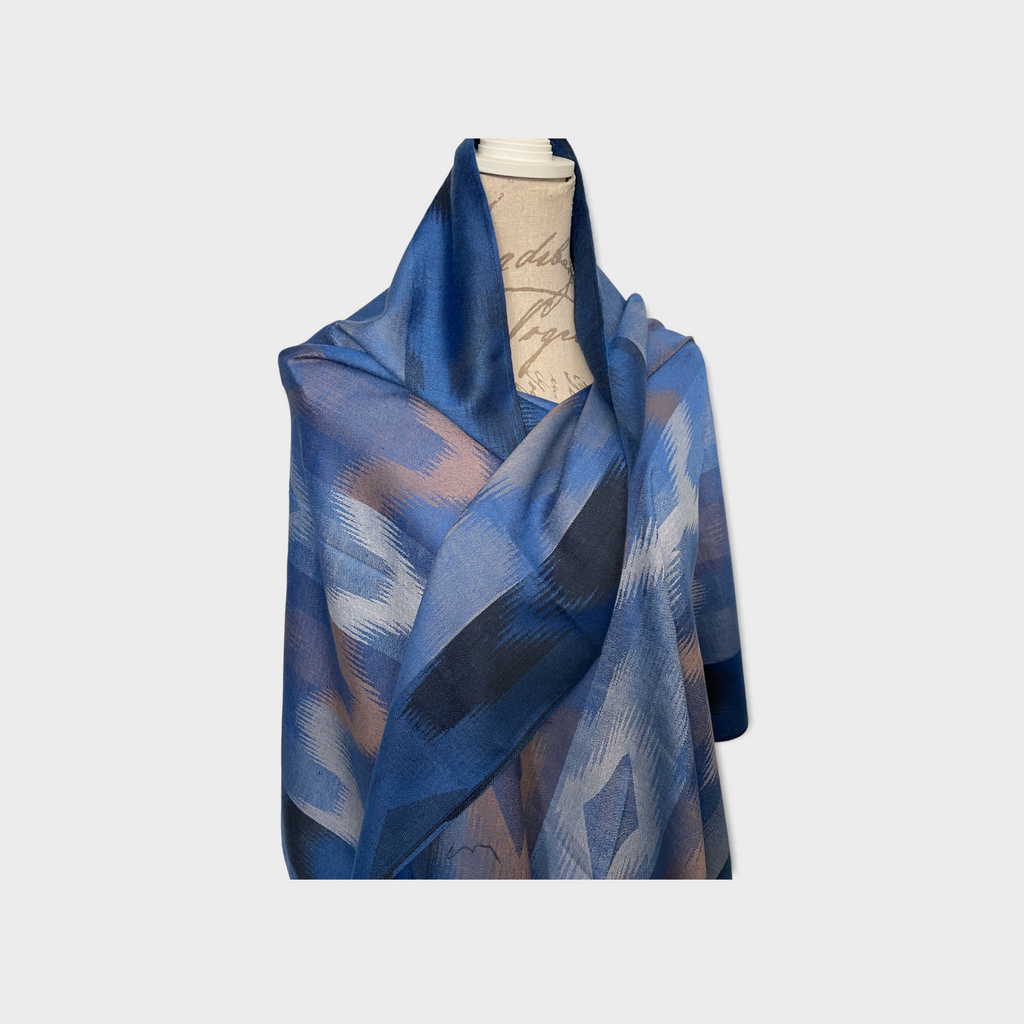 Pashima shawl from the Philippines ABSTRACT BLUE
