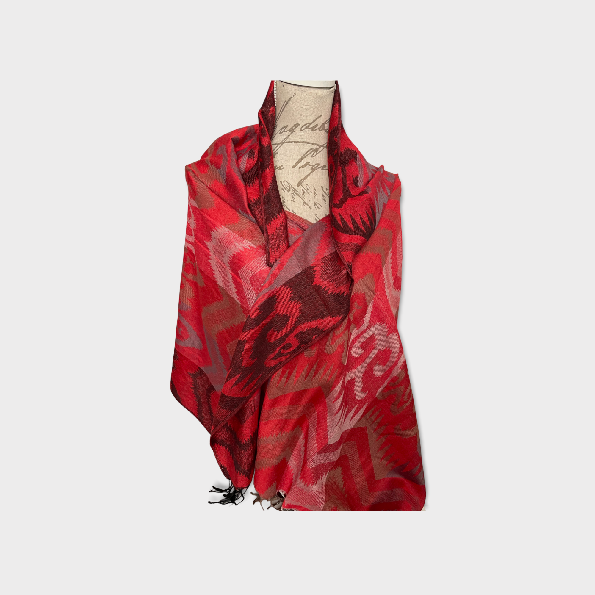 Pashima shawl from the Philippines ABSTRACT RED