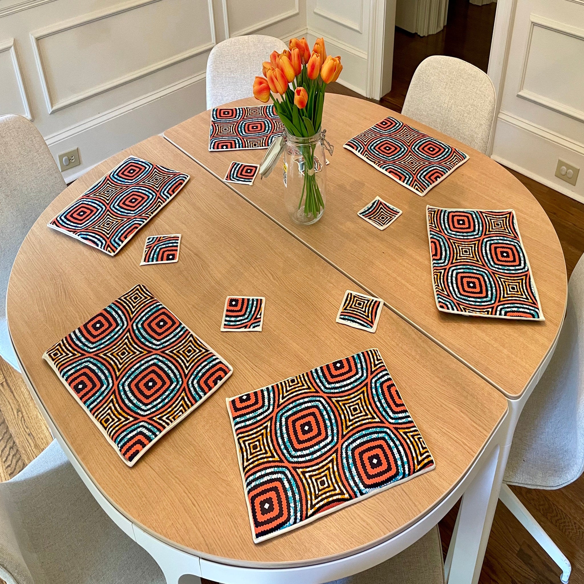 Set of 6 Ankara placemats + coasters from South Africa