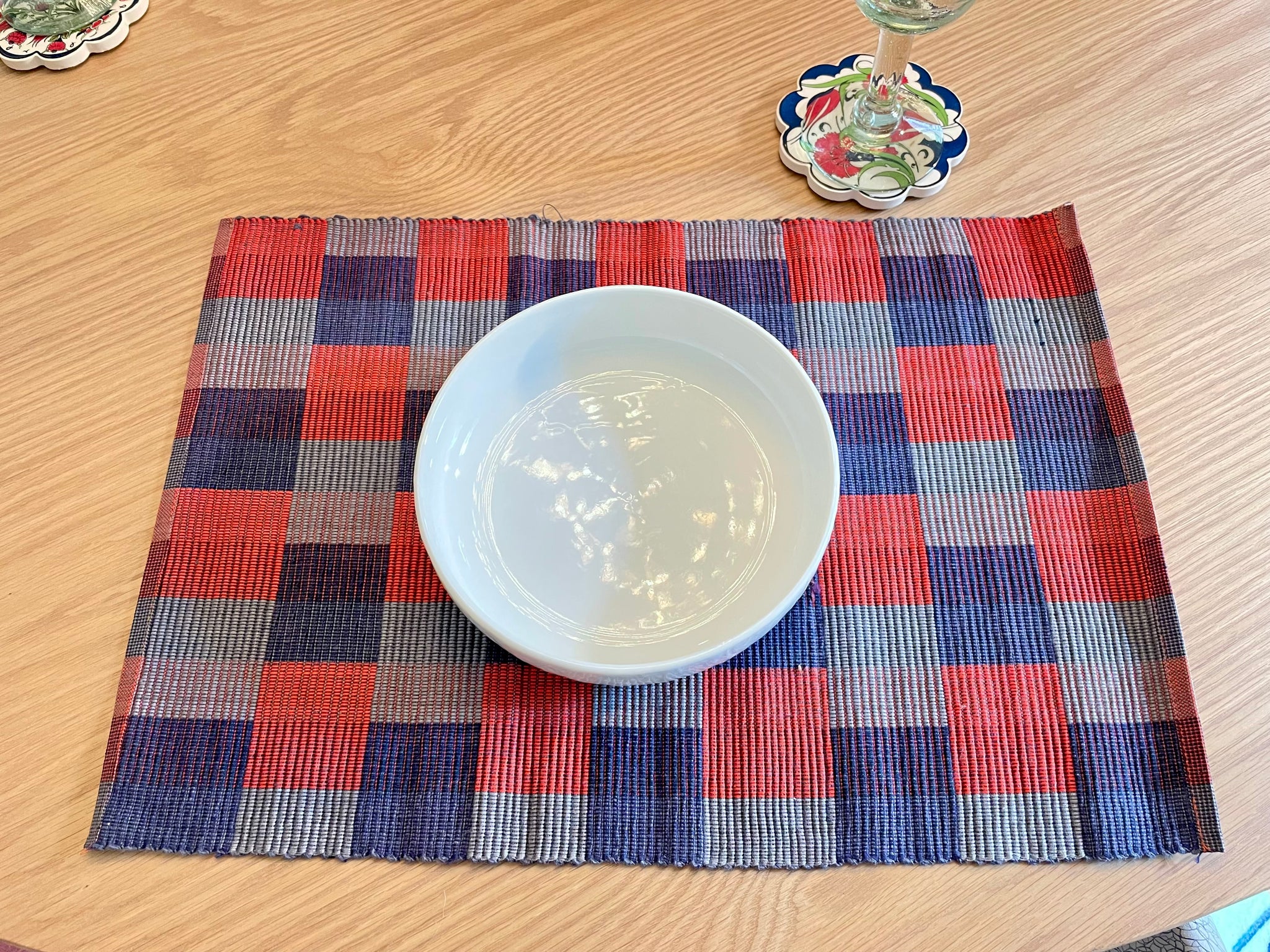 Set of 4 Cordillera placemats RED BLOCKS