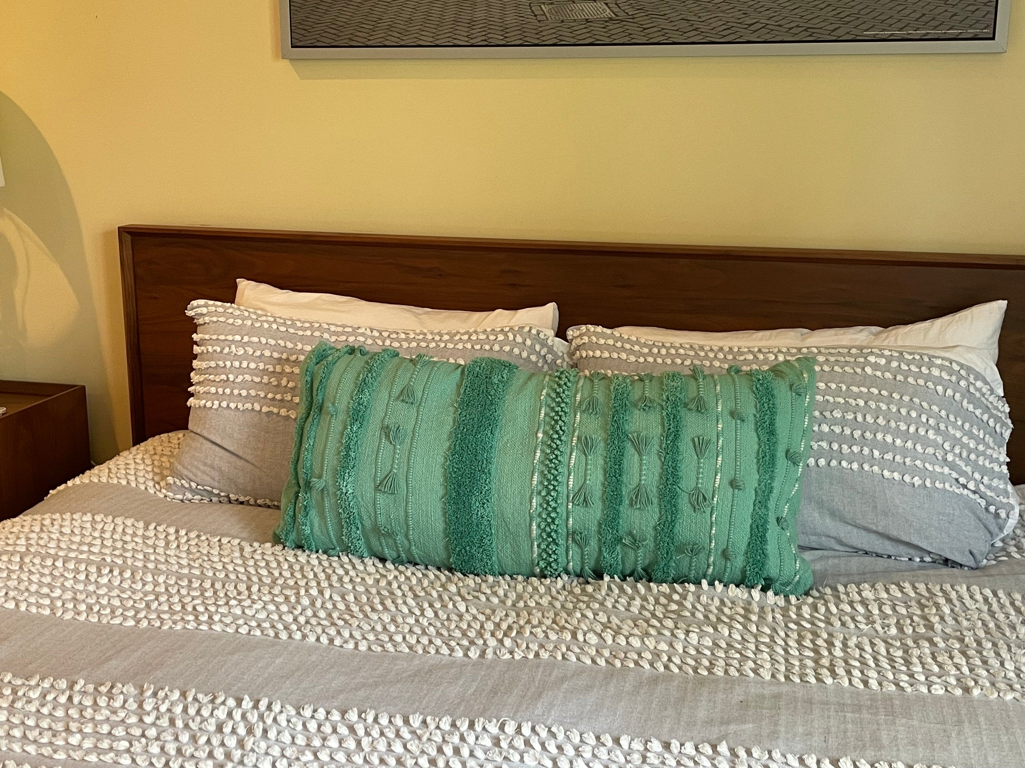 Big green Indian lumbar pillow