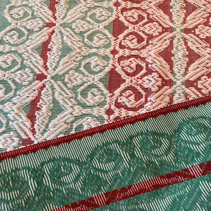 Inabel bed or table runner, Green and red