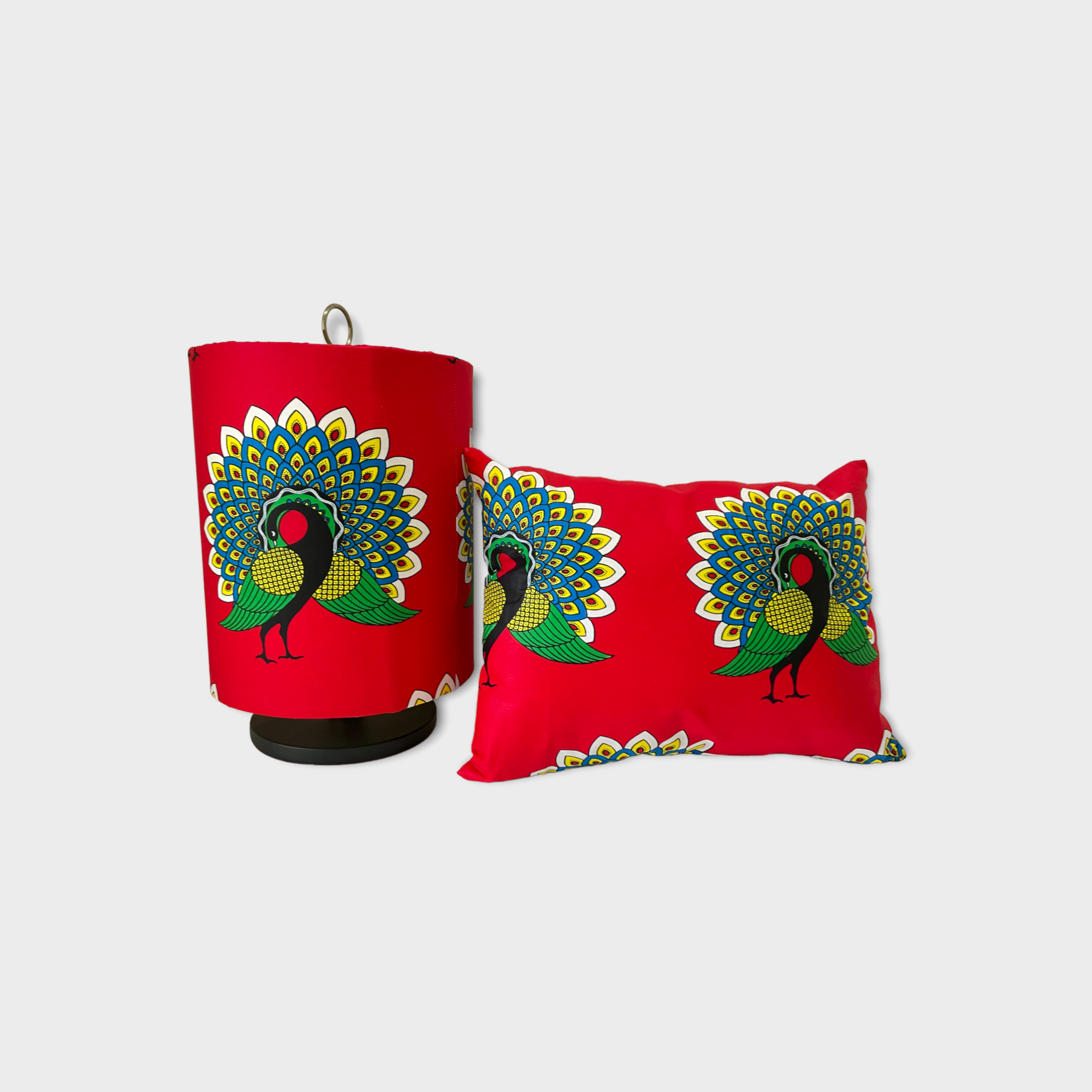 Ankara pillow Red Peacock