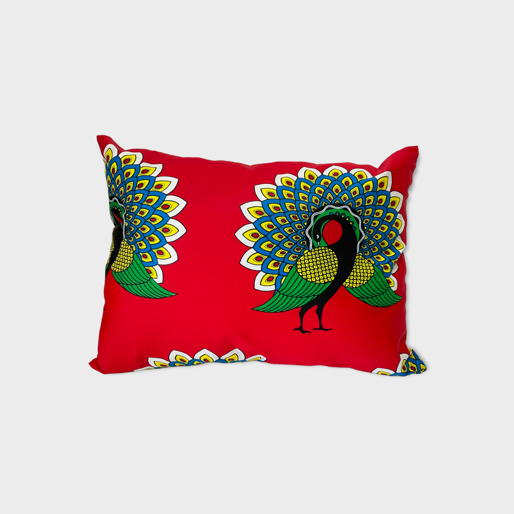 Ankara pillow Red Peacock