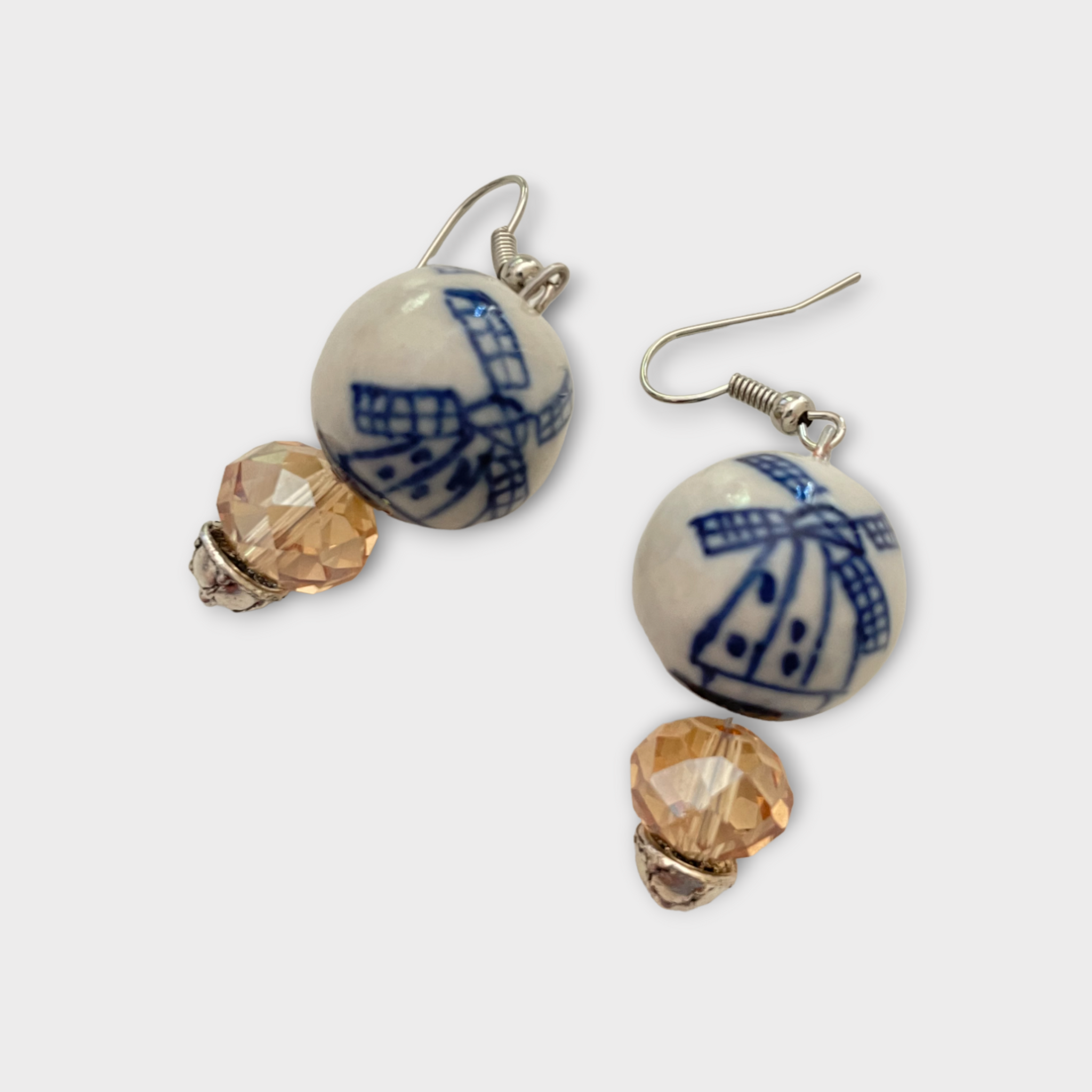 Delft blue ceramic set of bracelet and earrings WINDMILL