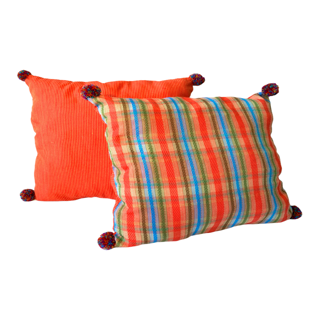 Inabel throw pillow with pompoms
