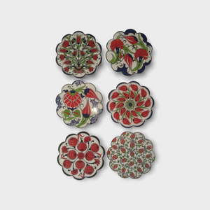 Set of 6 ceramic coasters from Turkey