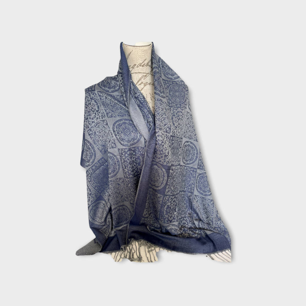 Pashima scarves from the Philippines CIRCLE blue