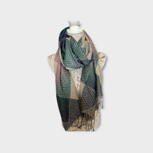 Pashima scarves from the Philippines ZIGZAG green