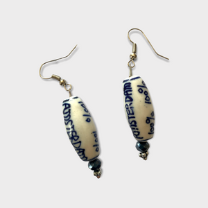 Delft blue ceramic earrings AMSTERDAM