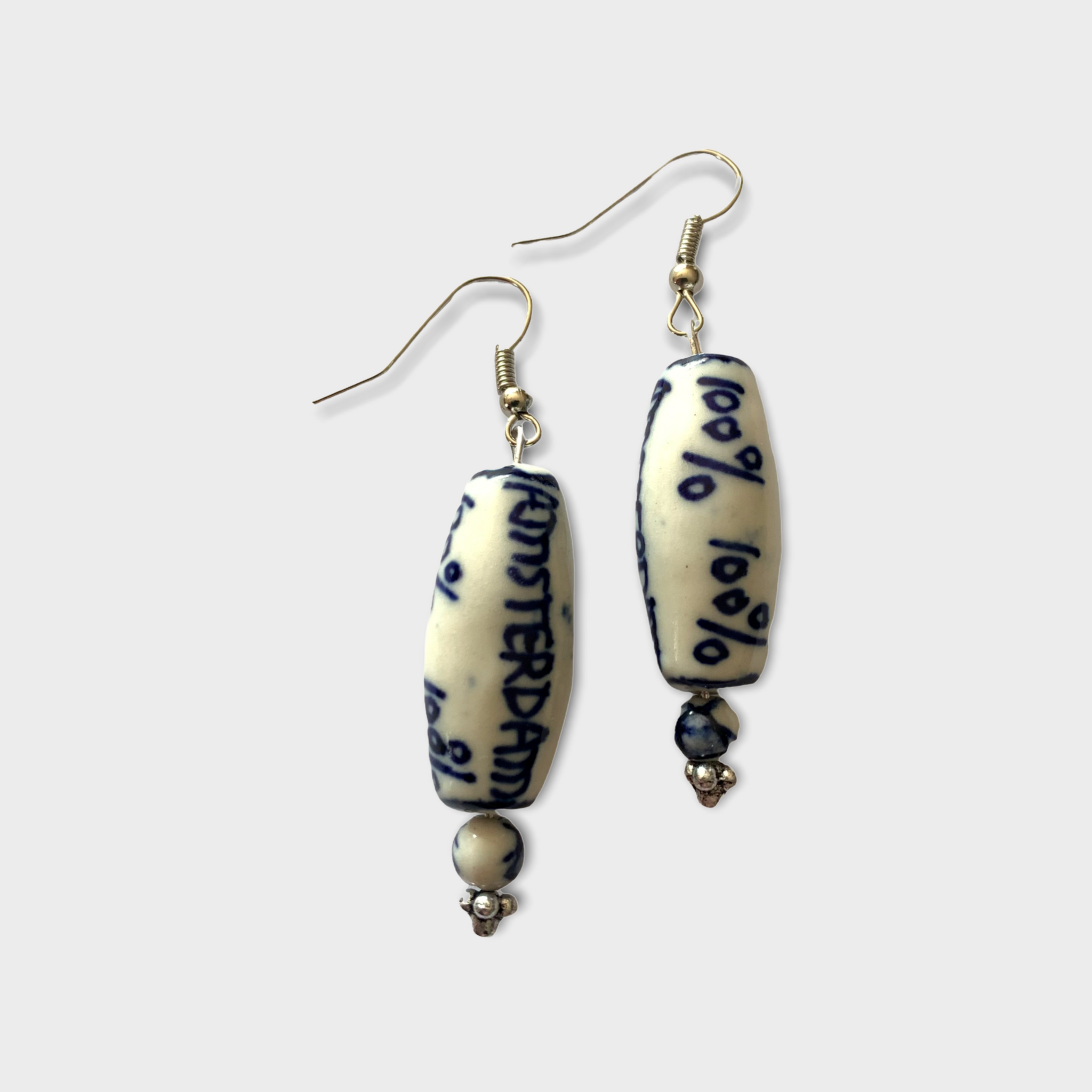 Delft blue ceramic earrings AMSTERDAM