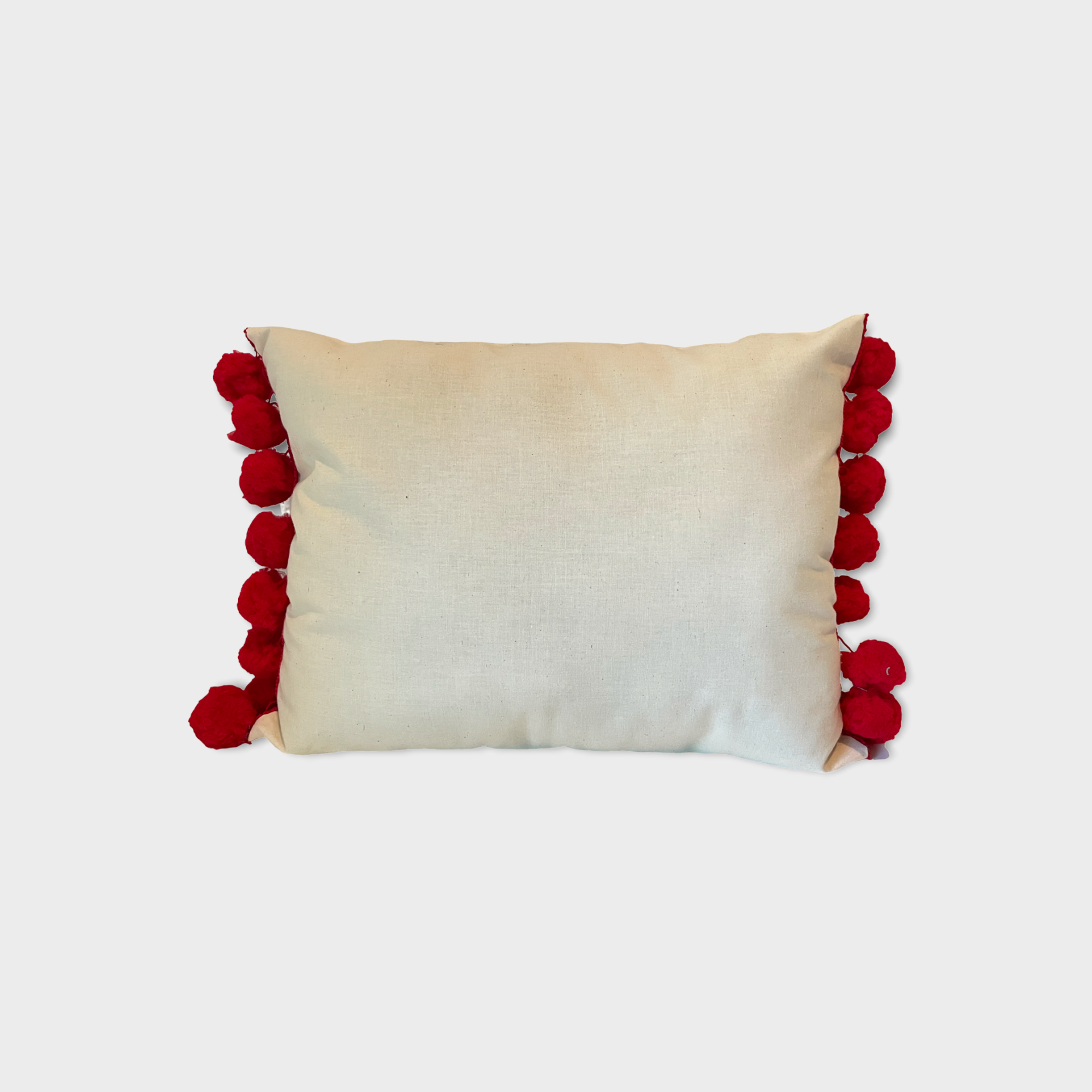 Otomi throw pillow, red pompom